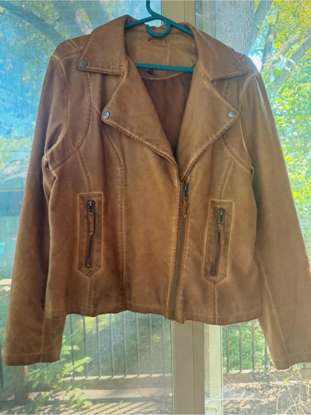 Max Studio Brown Suede Moto Jacket